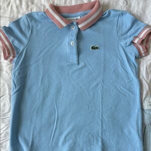 Lacoste Kids Blue Polo with Pink Accents